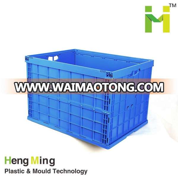 Plastic moving folding crate with wheel for sale